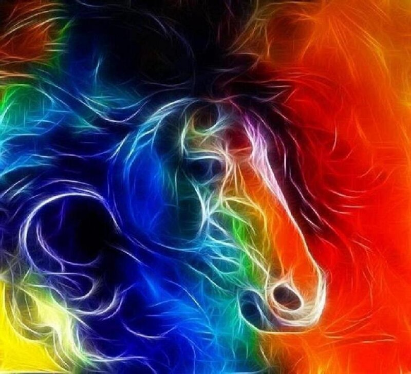 Rainbow-colored Horse — Blue