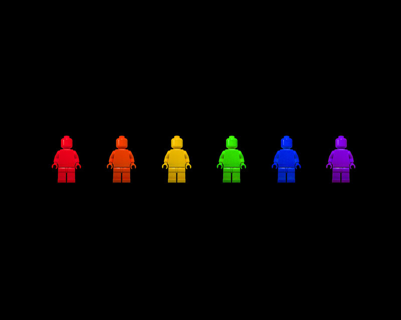 Rainbow-colored Lego Figures