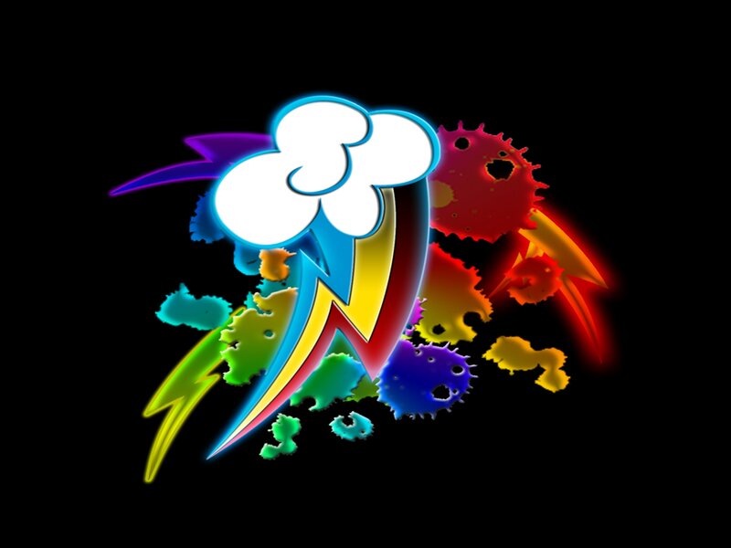 Rainbow-colored Lightning Bolt — Black, Vibrant, Digital Art
