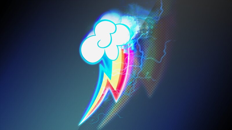 Rainbow-colored Lightning Bolt — Blue, Energetic