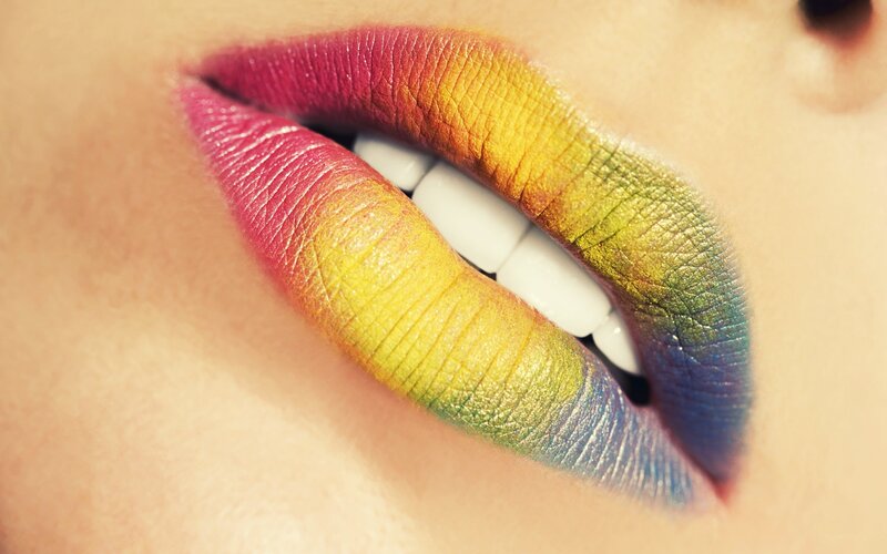 rainbow-colored lips