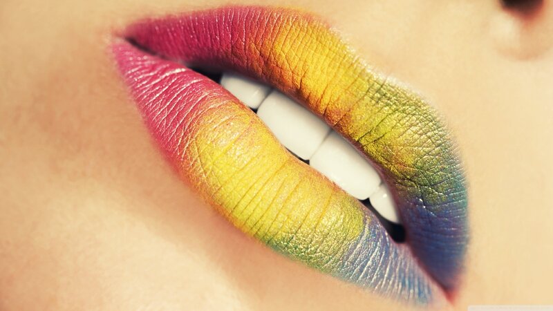 Rainbow-colored Lips — Photograph