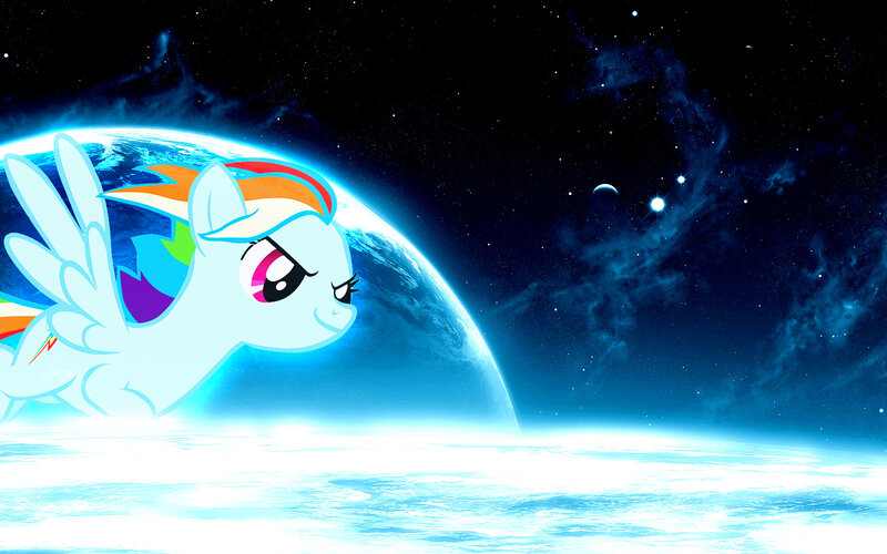 Rainbow-colored Pegasus — Blue, Dramatic, Night