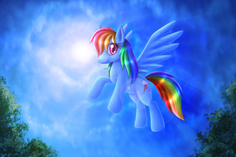 Rainbow-colored Pegasus — Blue, Dramatic