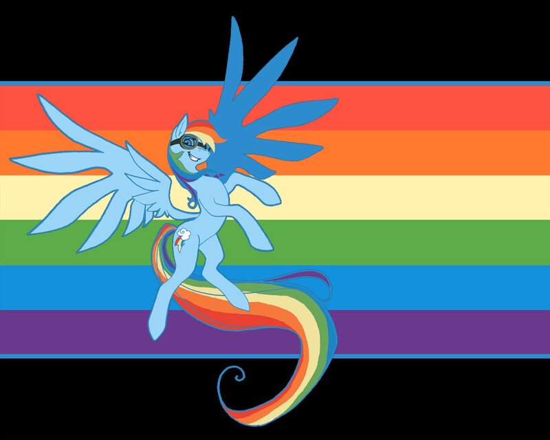 Rainbow-colored Pegasus — Blue, Playful, Digital Art, Goggles