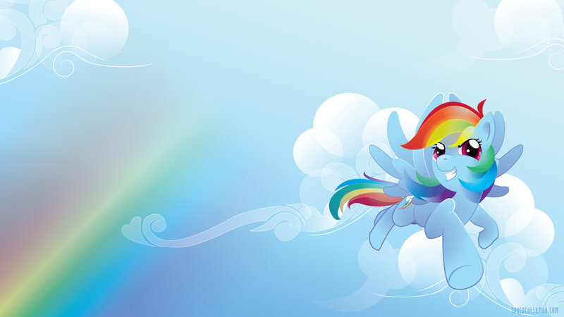 Rainbow-colored Pegasus — Blue, Playful
