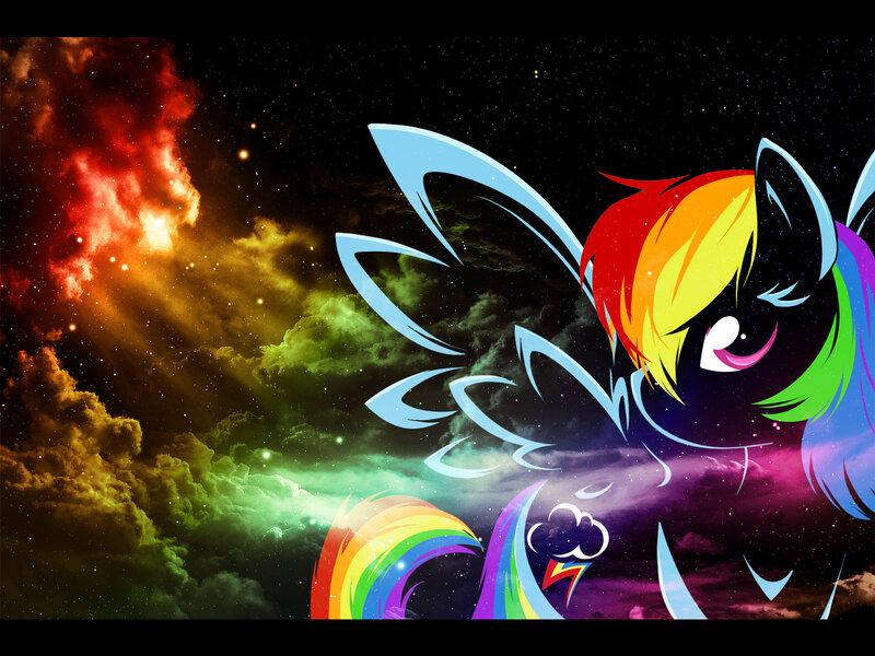 Rainbow-colored Pony — Black, Dramatic, Night