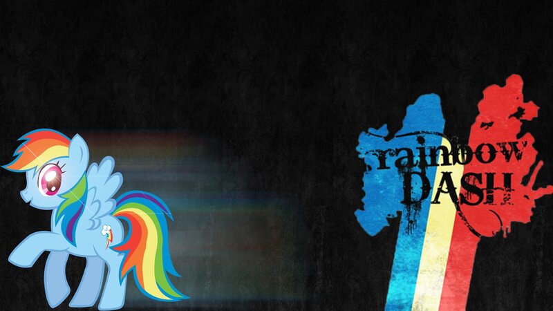 Rainbow-colored Pony — Black, Dynamic, Digital Art, Text
