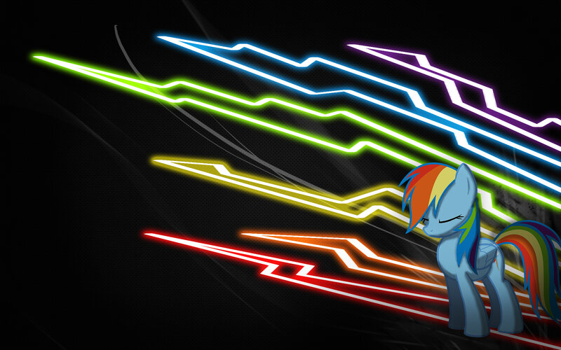 Rainbow-colored Pony — Black, Dynamic, Digital Art