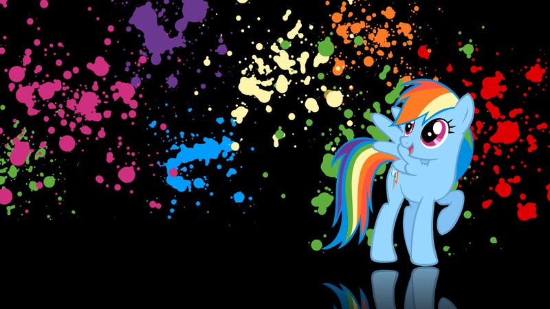 Rainbow-colored Pony — Black, Playful, Digital Art, Splatter