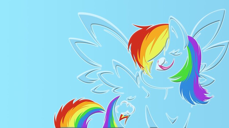 Rainbow-colored Pony — Blue, Calm, Digital Art, Wings, Rainbow Mane