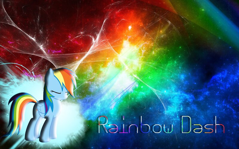 Rainbow-colored Pony — Blue, Dramatic, Digital Art, Galaxy