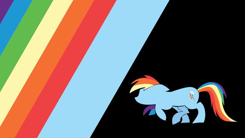 Rainbow-colored Pony — Blue, Dramatic, Digital Art, Rainbow Mane, Rainbow Tail