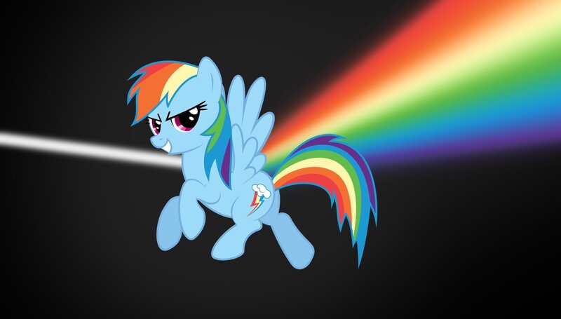 Rainbow-colored Pony — Blue, Dramatic, Digital Art, Rainbow