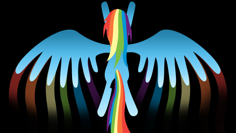 Rainbow-colored Pony — Blue, Dramatic, Digital Art