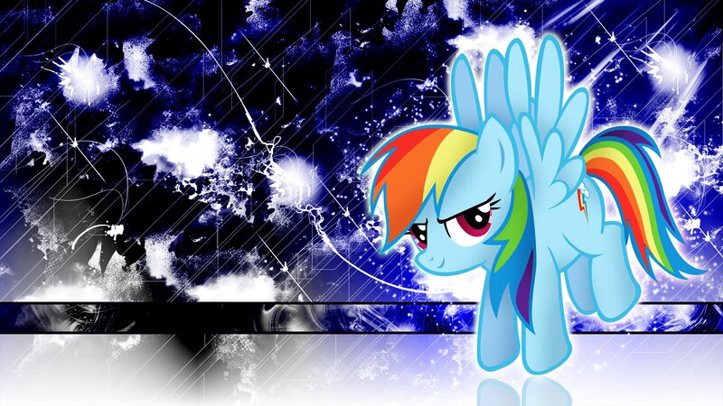 Rainbow-colored Pony — Blue, Dramatic, Digital Art, Wings, Rainbow Mane
