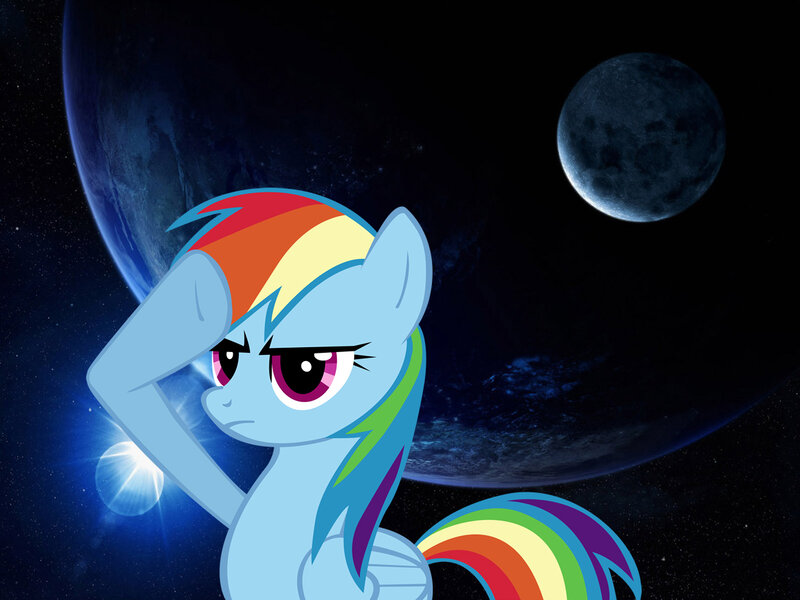 Rainbow-colored Pony — Blue, Dramatic, Night
