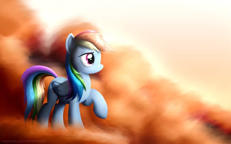 Rainbow-colored Pony — Blue, Dramatic, Sunset, Digital Art
