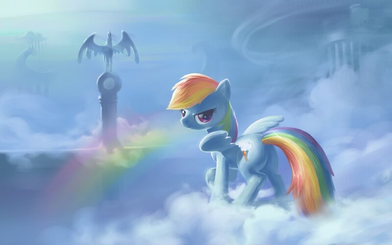 Rainbow-colored Pony — Blue, Dreamy, Digital Art