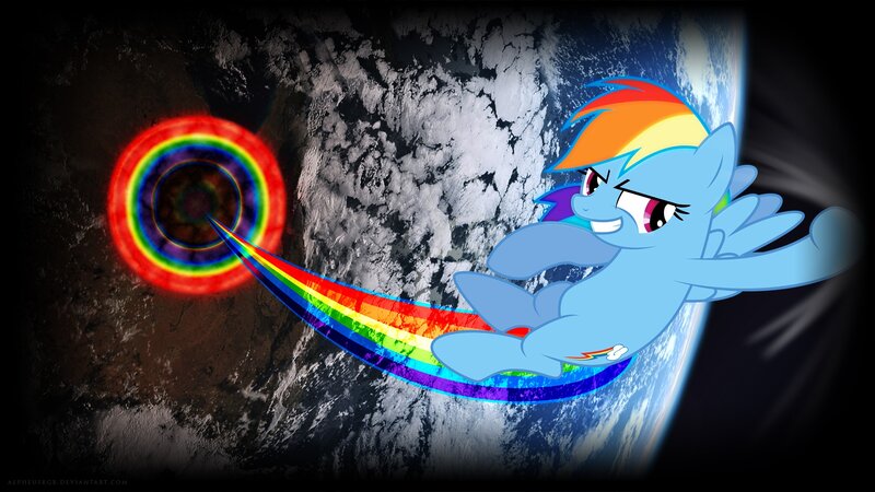 Rainbow-colored Pony — Blue, Dynamic, Digital Art, Earth
