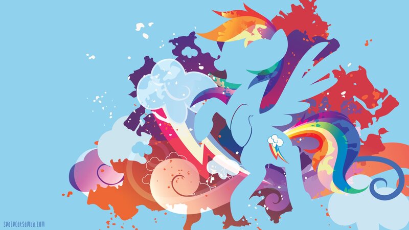 Rainbow-colored Pony — Blue, Dynamic, Digital Art