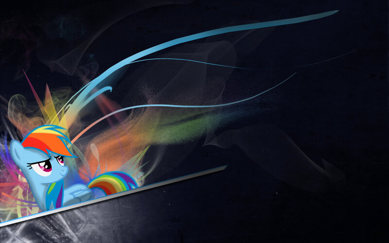 Rainbow-colored Pony — Blue, Dynamic, Night, Digital Art