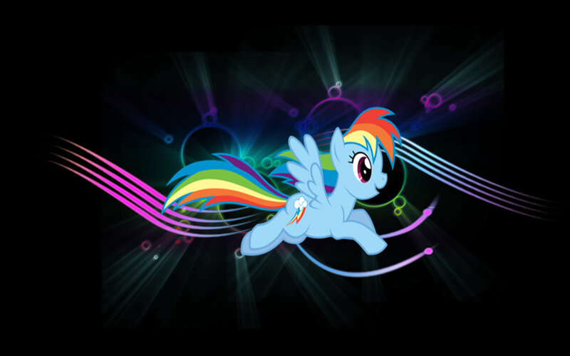 Rainbow-colored Pony — Blue, Dynamic, Night