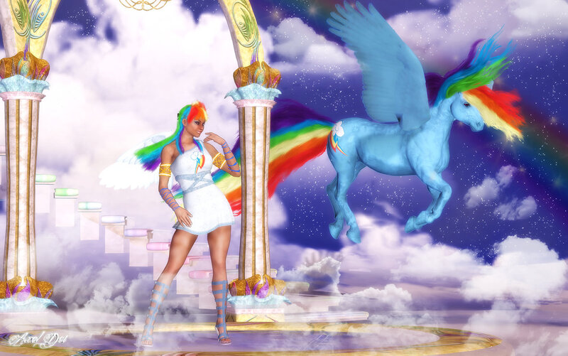 Rainbow-colored Pony — Blue, Fantastical