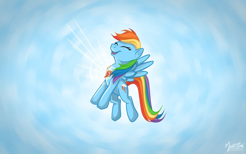 Rainbow-colored Pony — Blue, Joyful, Digital Art
