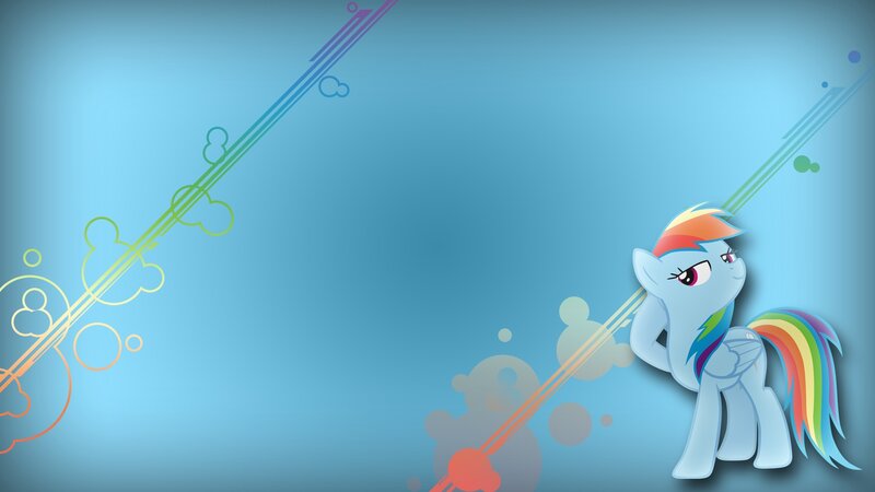 Rainbow-colored Pony — Blue, Playful, Digital Art, Rainbow Mane, Rainbow Tail, Clouds