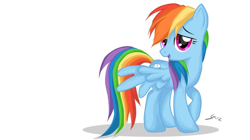 Rainbow-colored Pony — Blue, Playful, Digital Art, Rainbow Mane, Rainbow Tail, Winking, Rainbow