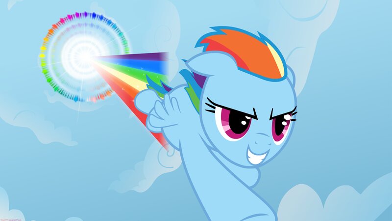 Rainbow-colored Pony — Blue, Playful, Digital Art