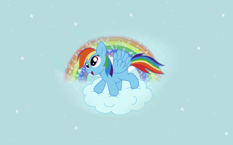 Rainbow-colored Pony — Blue, Playful, Night