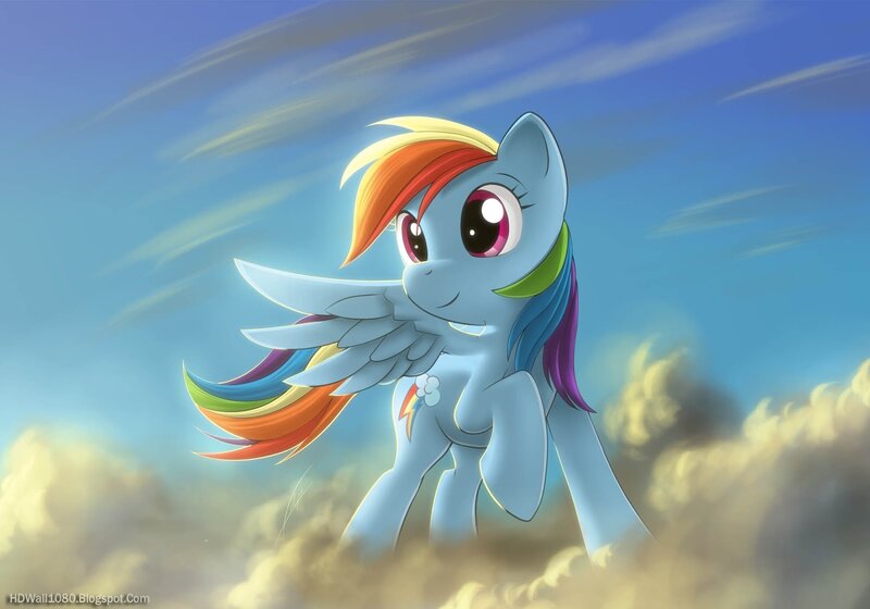 Rainbow-colored Pony — Blue, Serene, Afternoon, Digital Art