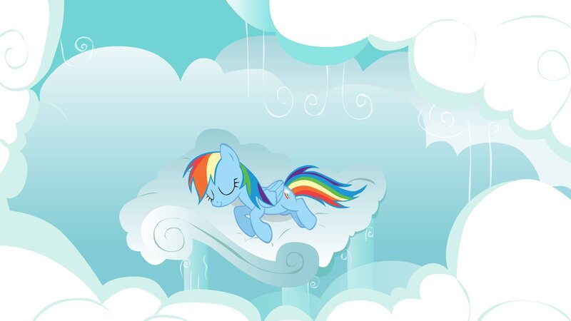Rainbow-colored Pony — Blue, Serene, Digital Art, Clouds