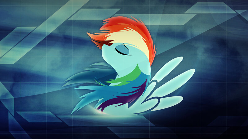 Rainbow-colored Pony — Blue, Serene, Digital Art, Wings