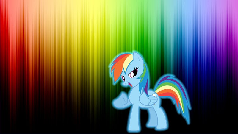 Rainbow-colored Pony — Blue, Vibrant, Digital Art, Rainbow Mane