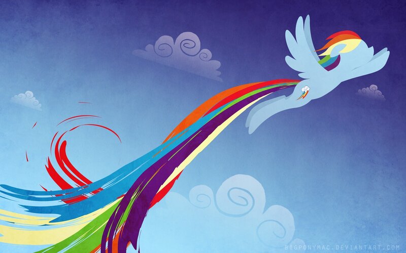 Rainbow-colored Pony Flying — Blue, Dynamic