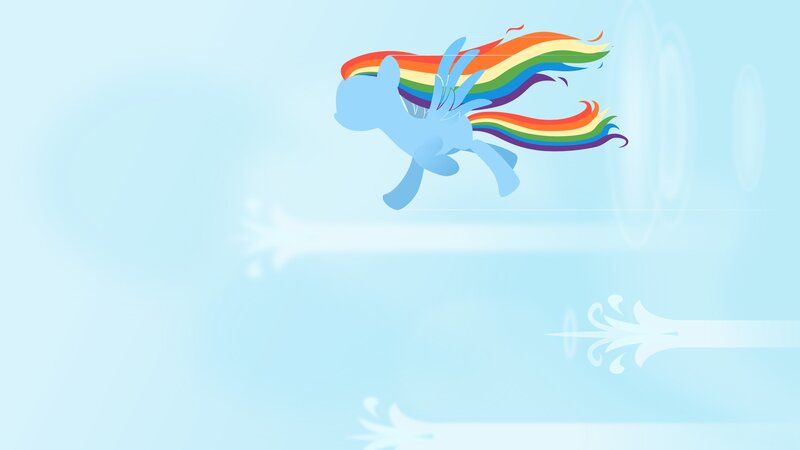 Rainbow-colored Pony Flying — Blue, Serene