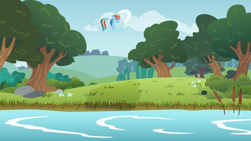 Rainbow-colored Pony Flying — Green