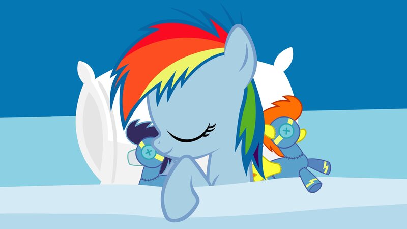 Rainbow-colored Pony Sleeping — Blue, Peaceful