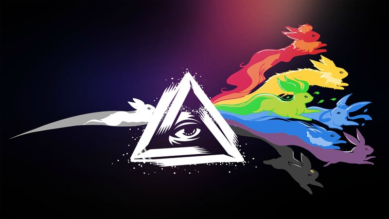 Rainbow-colored Rabbits — Black, Dramatic, Digital Art, Eye