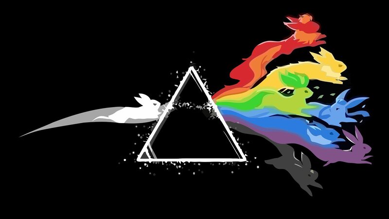 Rainbow-colored Rabbits — Black, Dramatic, Digital Art