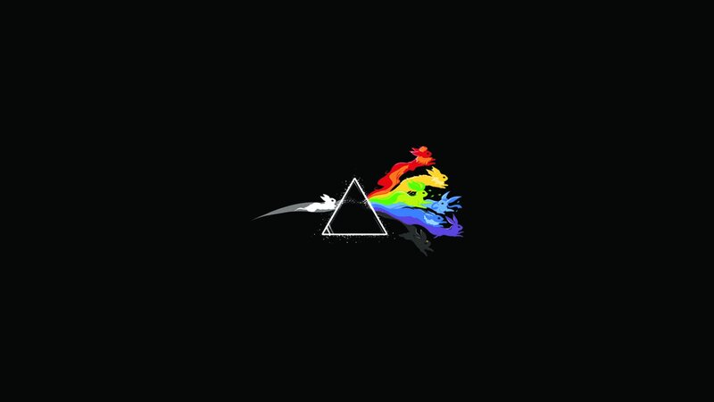 Rainbow-colored Rabbits — Black, Minimalist, Digital Art