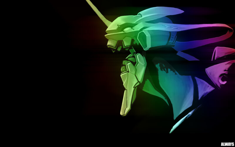 rainbow-colored robot head