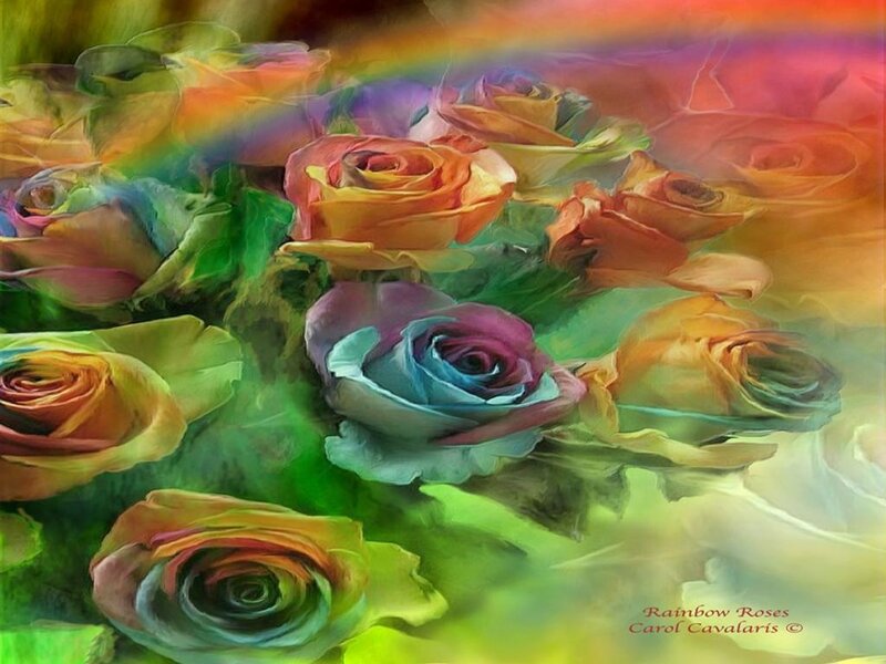 Rainbow-colored Roses