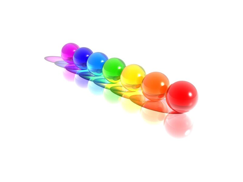 Rainbow-colored Spheres — Red, Clean