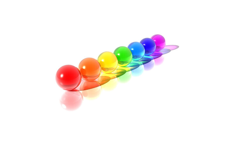 rainbow-colored spheres