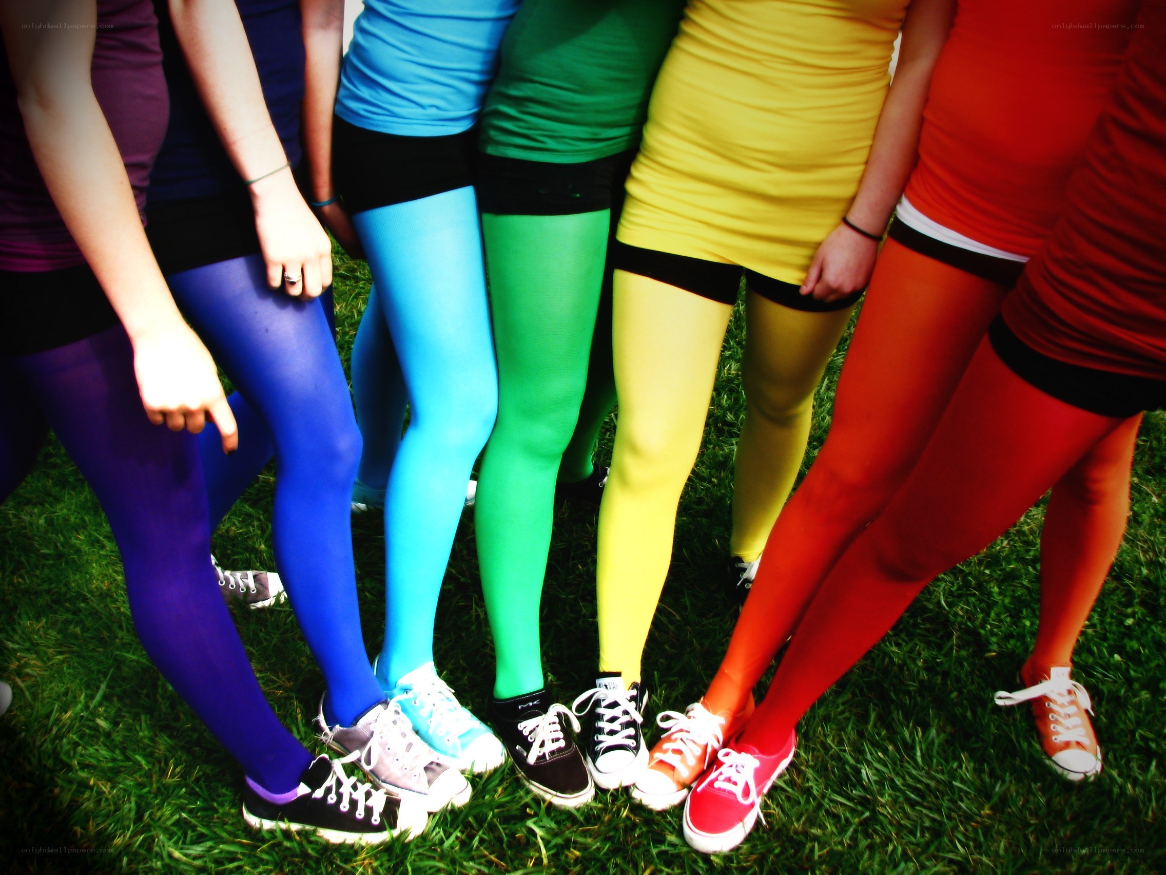 rainbow-colored tights group