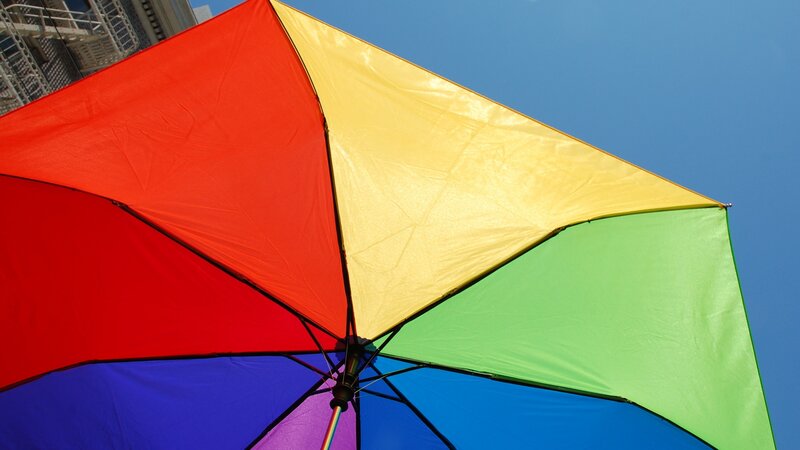 Rainbow-colored Umbrella — Red, Bright